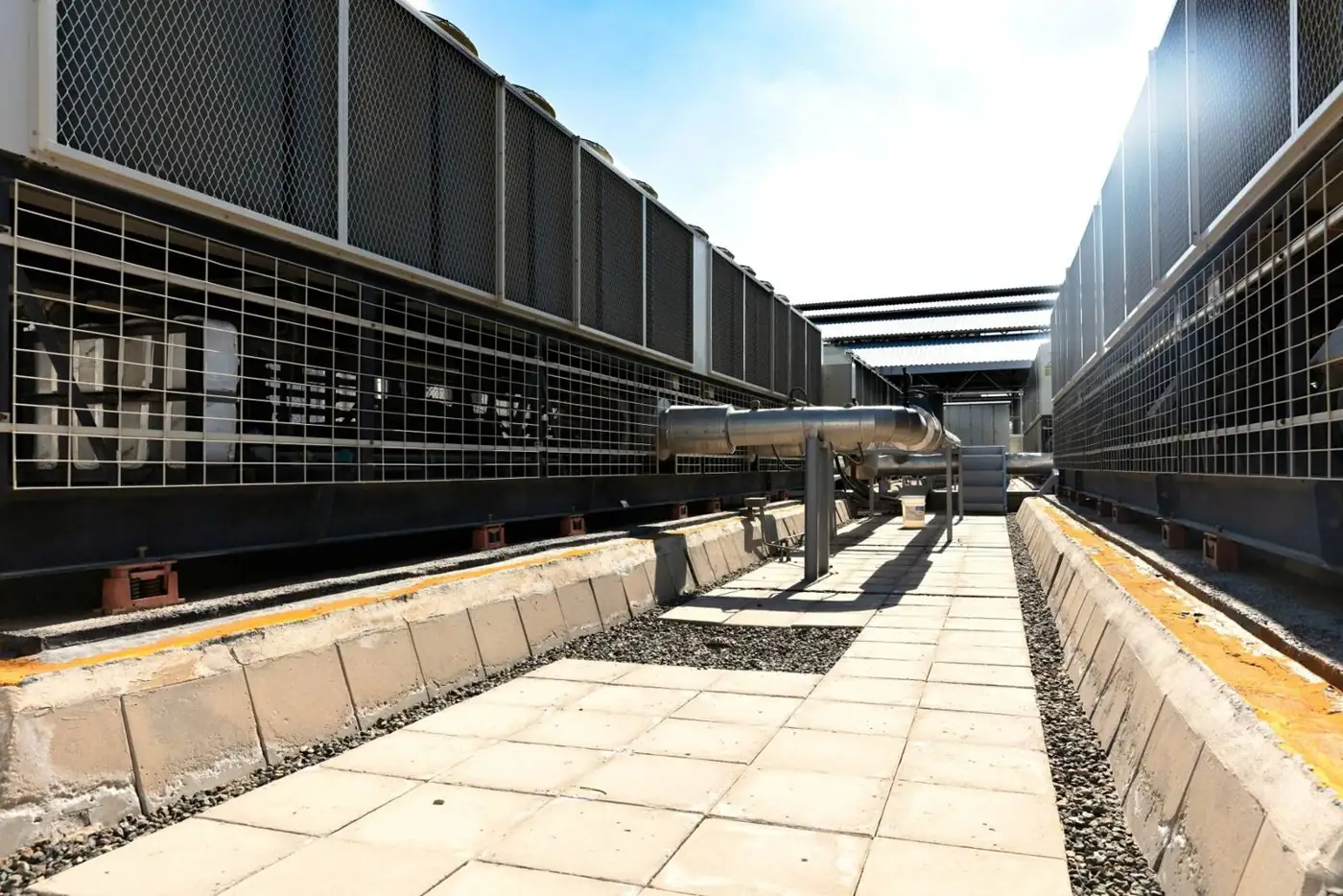 Rooftop chiller and cooling plant at a data center