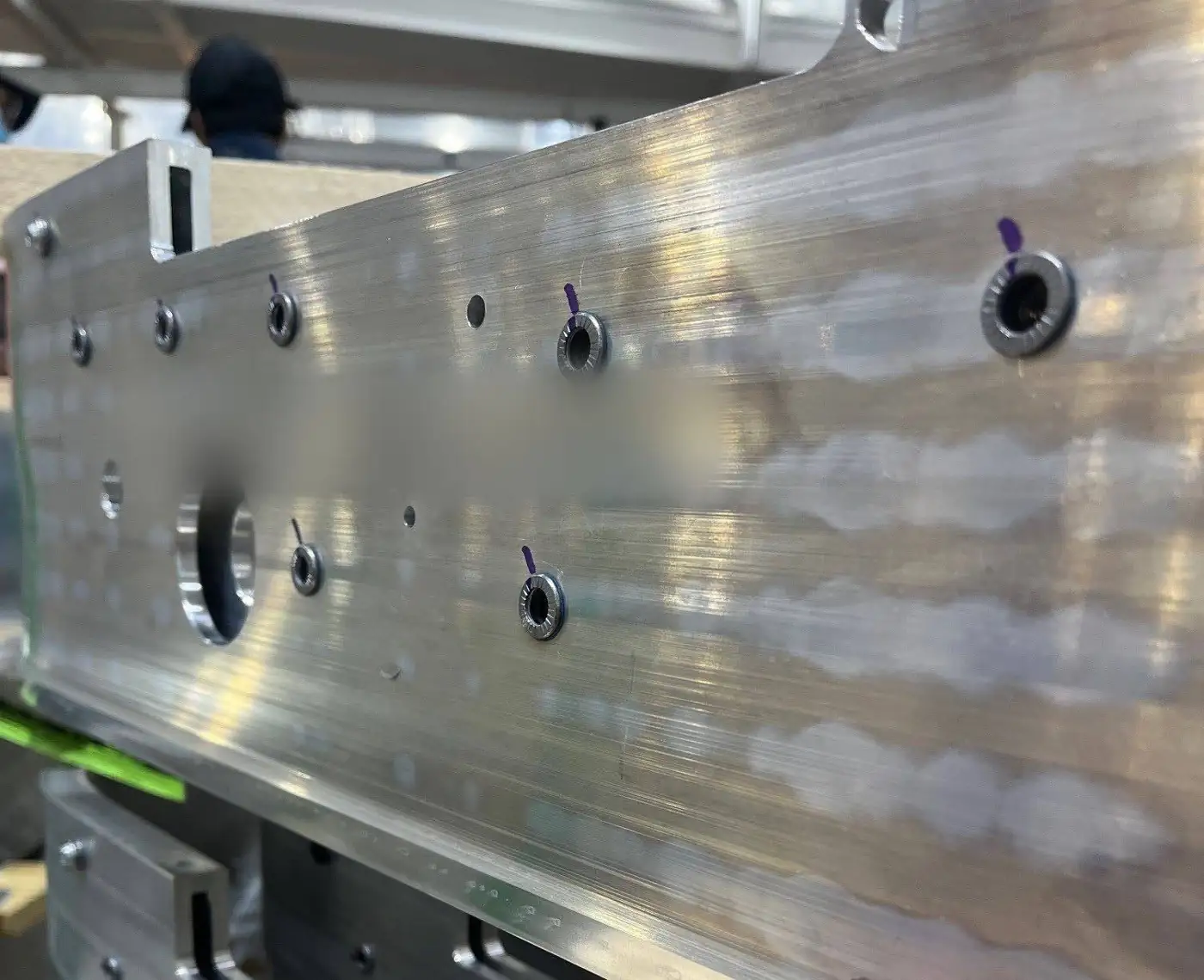 Long machined aluminum extrusion rail