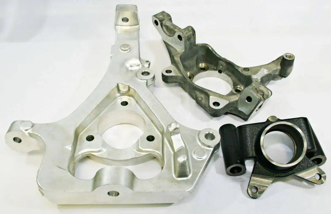 Aluminum and iron steering knuckles
